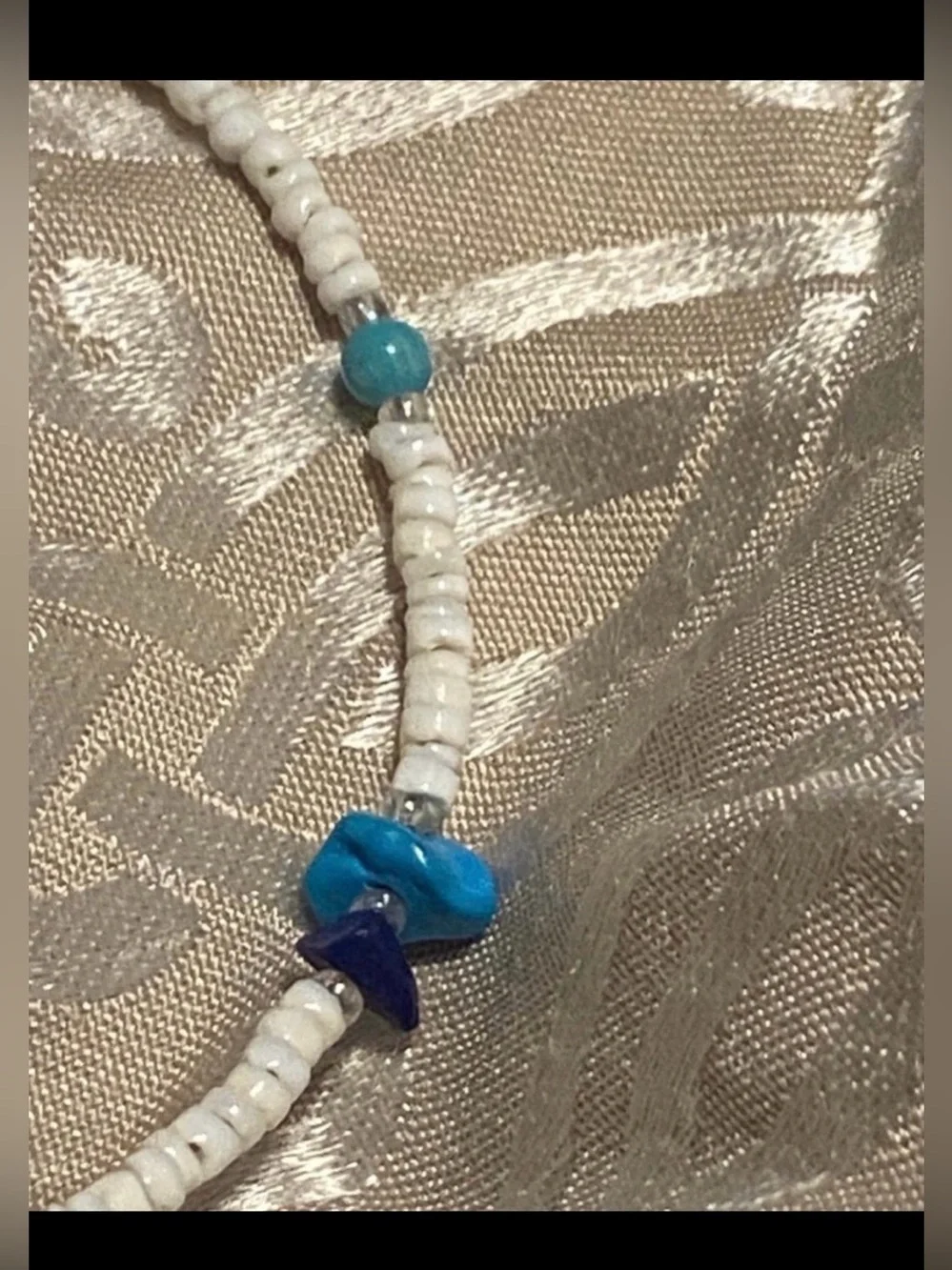 Turquoise, Malachite, Lapis Chip & Seed Bead Bracelet #7492